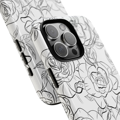 Intricate Rose Sketches - iPhone Case