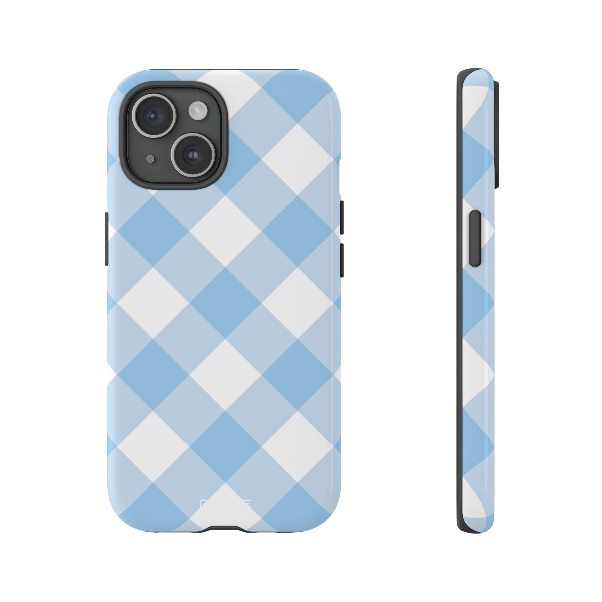 Soft Blue Gingham Elegance - iPhone Case