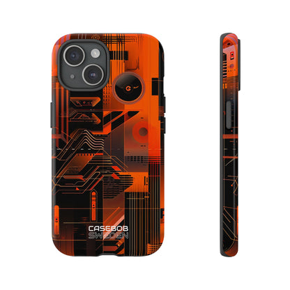 Orange Circuit Dreams iPhone 15 - Tough