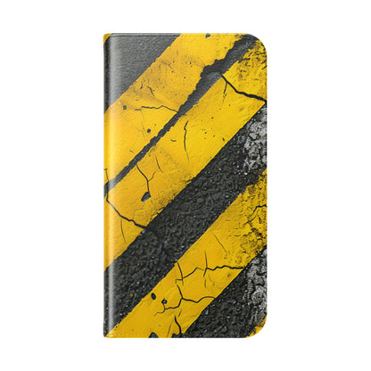 Yellow Stripes Distress - iPhone 15 Plus Case - Wallet