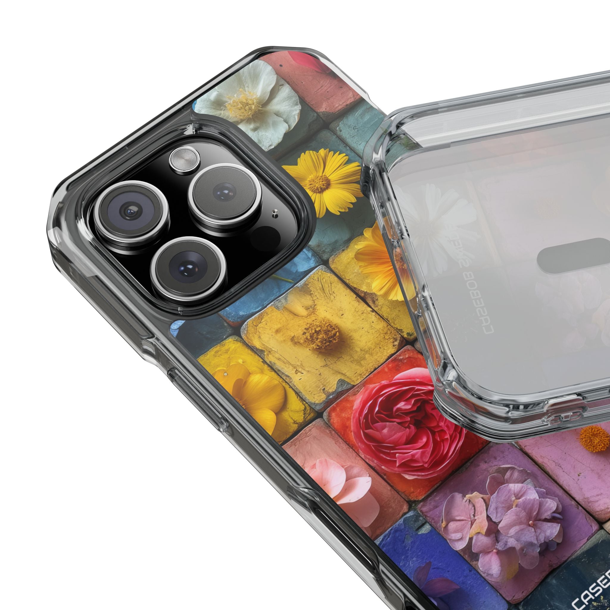 Vibrant Floral Tiles - Clear Impact iPhone 16 Phone Case