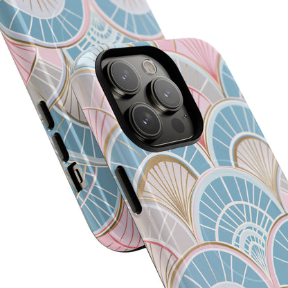 Art Deco Pastel Fan Pattern - Tough + MagSafe® iPhone 14 Phone Case