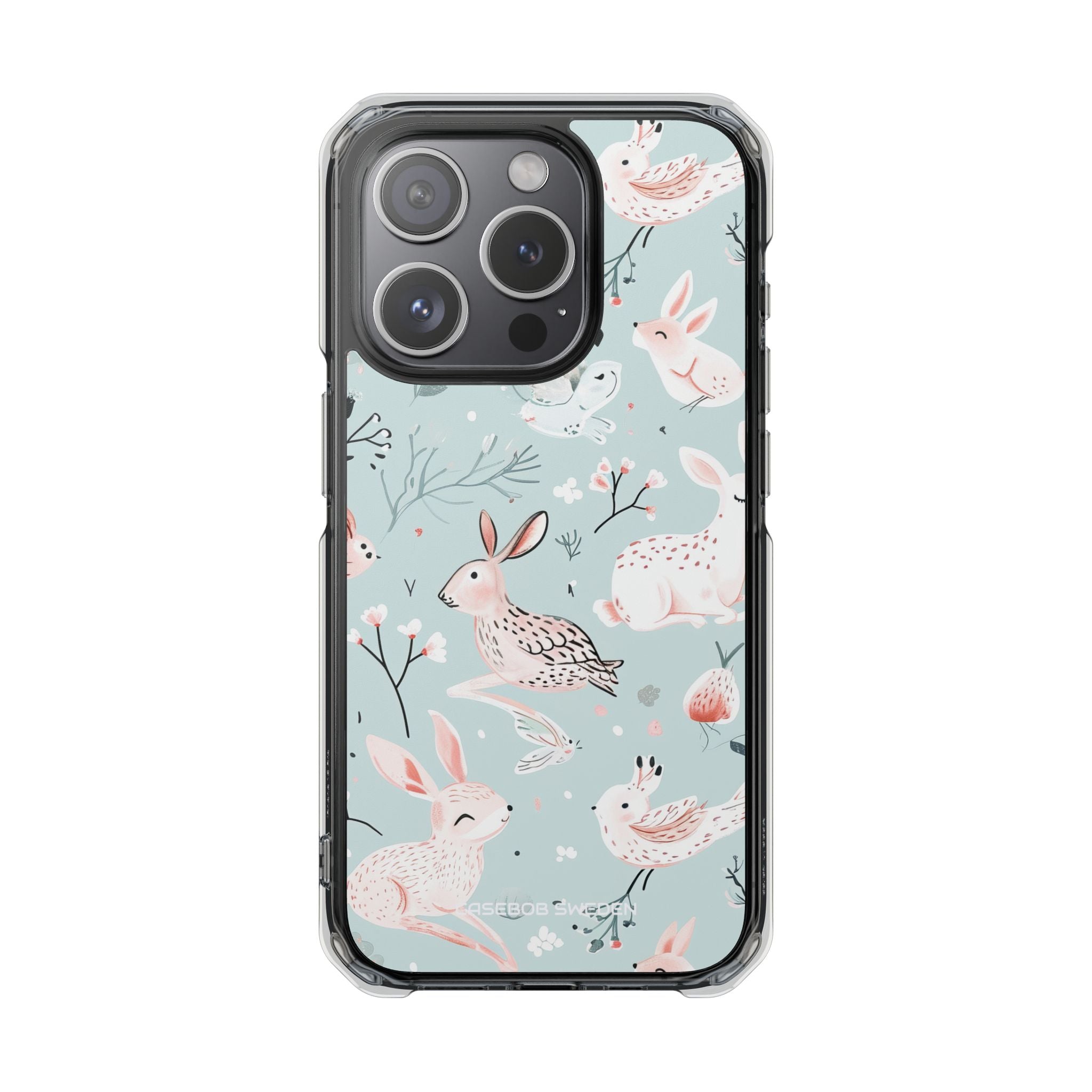 Whimsical Bunny Blossom - Clear Impact iPhone 15 Phone Case