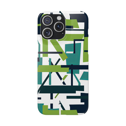 Green Geometry Glide iPhone 15 - Slim Phone Case