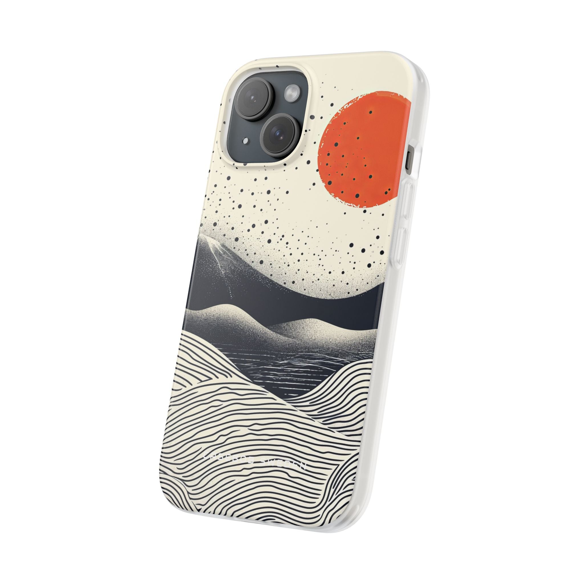 Red Sun Over Flowing Horizons iPhone 15 - Flexi Phone Case