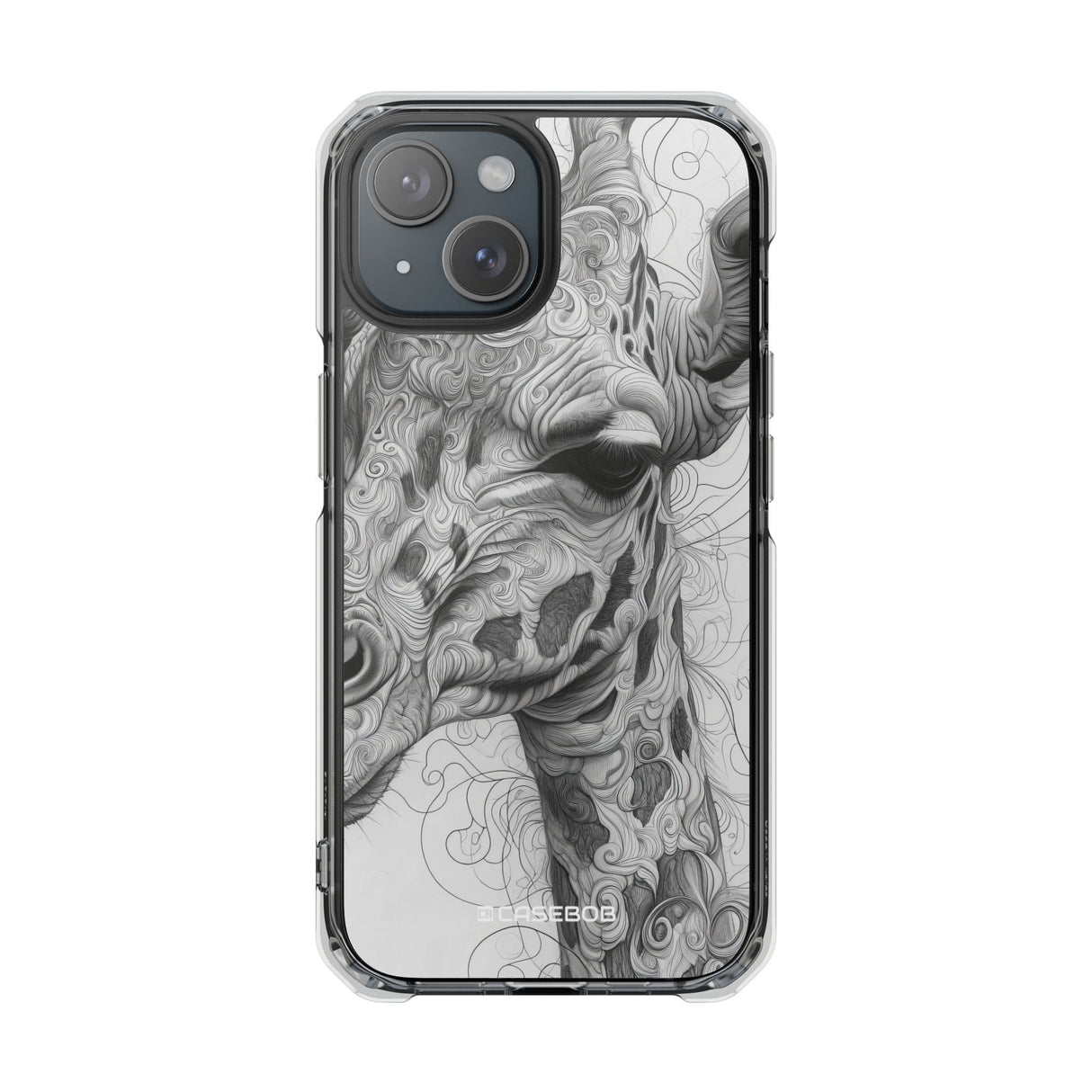 Monochrome Giraffe - Phone Case for iPhone (Clear Impact - Magnetic)