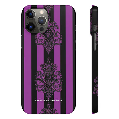 Gothic Elegance with Vertical Stripes and Ornamental Motifs iPhone 12 - Slim Phone Case