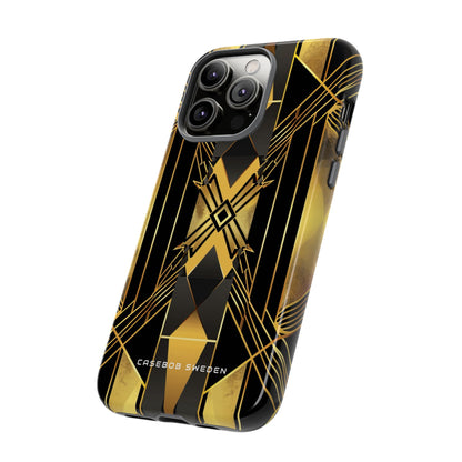 Golden Geometric Elegance iPhone 14 - Tough Phone Case