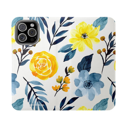 Yellow Blue Blossoms - iPhone 16 Max Case - Wallet