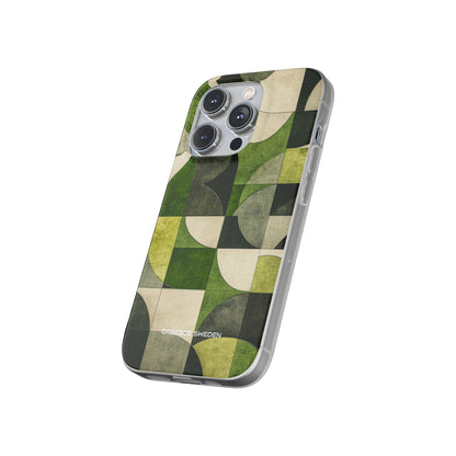 Green Geometric Harmony - Flexi iPhone 14 Phone Case