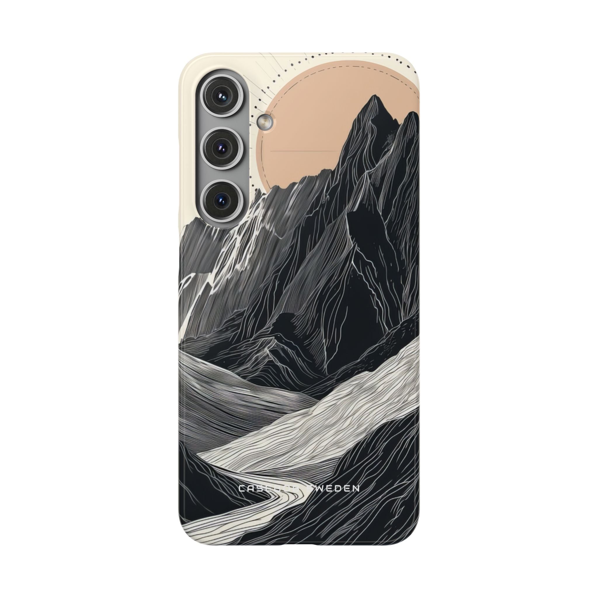 Minimalist Mountain Landscape with Flowing River Samsung S24 - Slim Phone Case