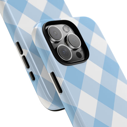 Soft Blue Gingham Elegance - iPhone Case