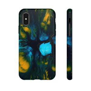 Blue Flower Ink Art iPhone Case (Protective) iPhone XS Glossy Phone Case