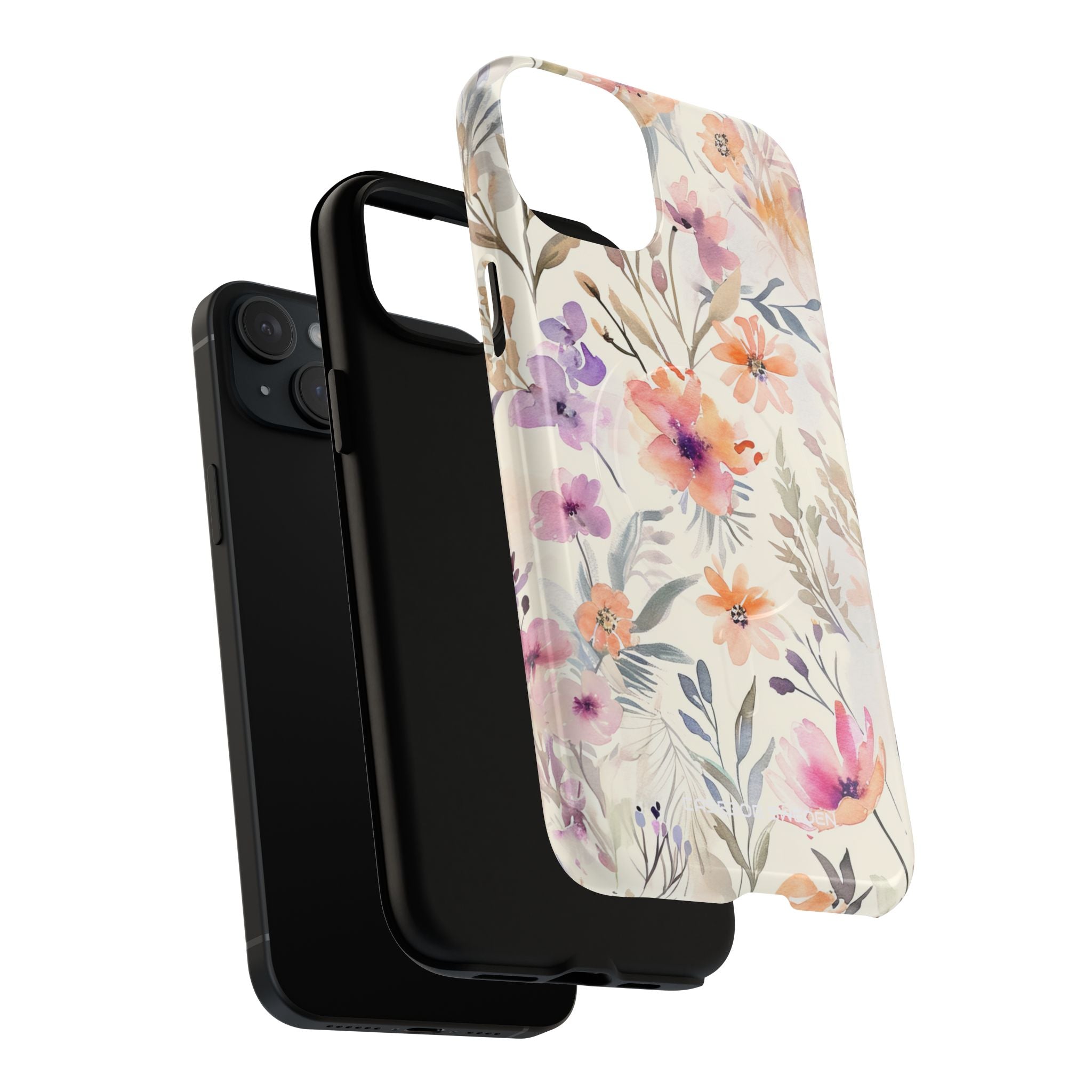 Soft Pink Floral Watercolor Design - Tough + MagSafe® iPhone 15 Phone Case