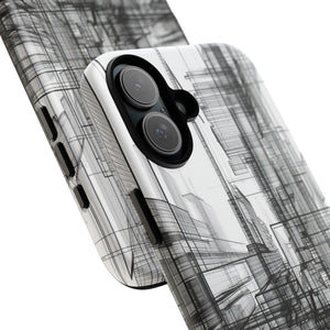 Urban Complexity: Black Lines Design - for iPhone 16