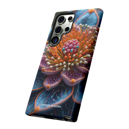 Blue-Orange Floral Swirl - Tough Samsung S23 Phone Case