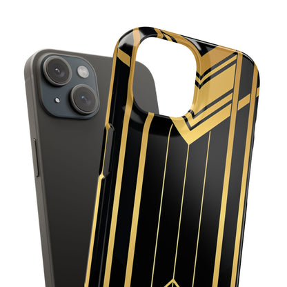 "Golden Art Deco Symmetry in Geometric Elegance" iPhone 15 - Slim Phone Case