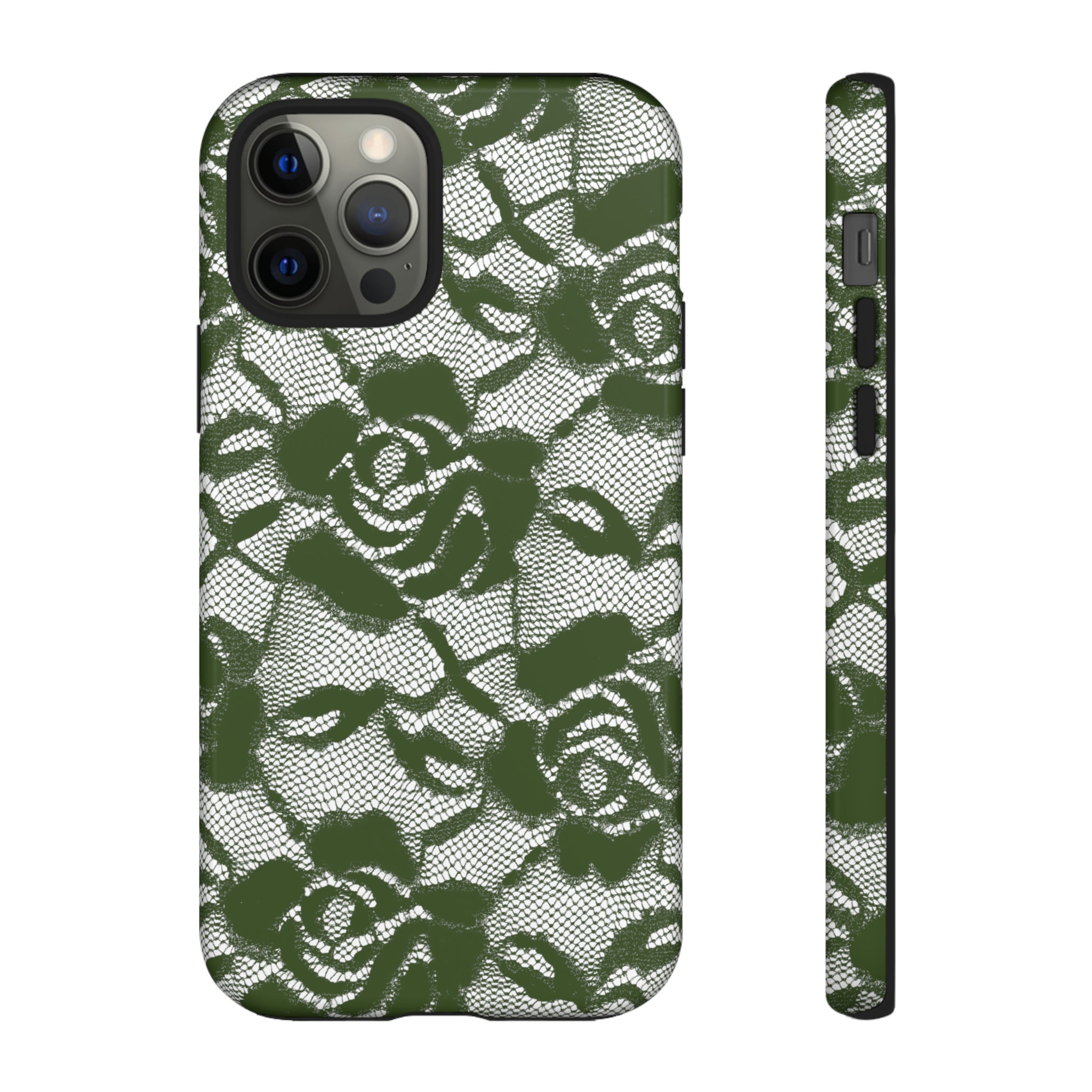 Green Lace Gothic Flower - Protective Phone Case