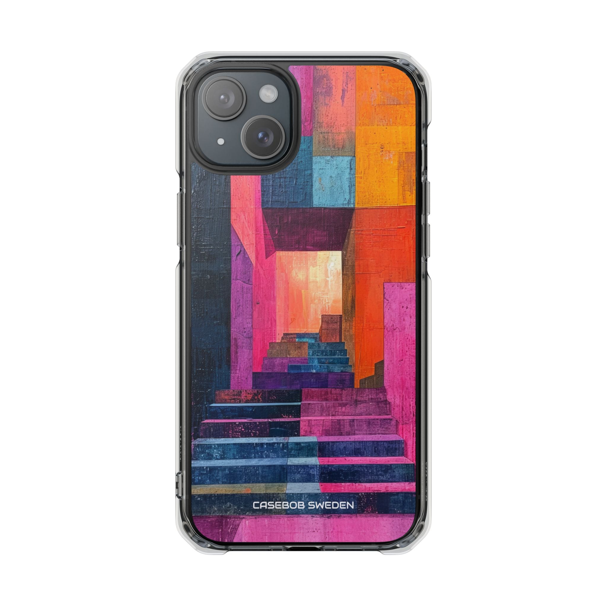 Pink Orange Geometry - Clear Impact iPhone 15 Phone Case