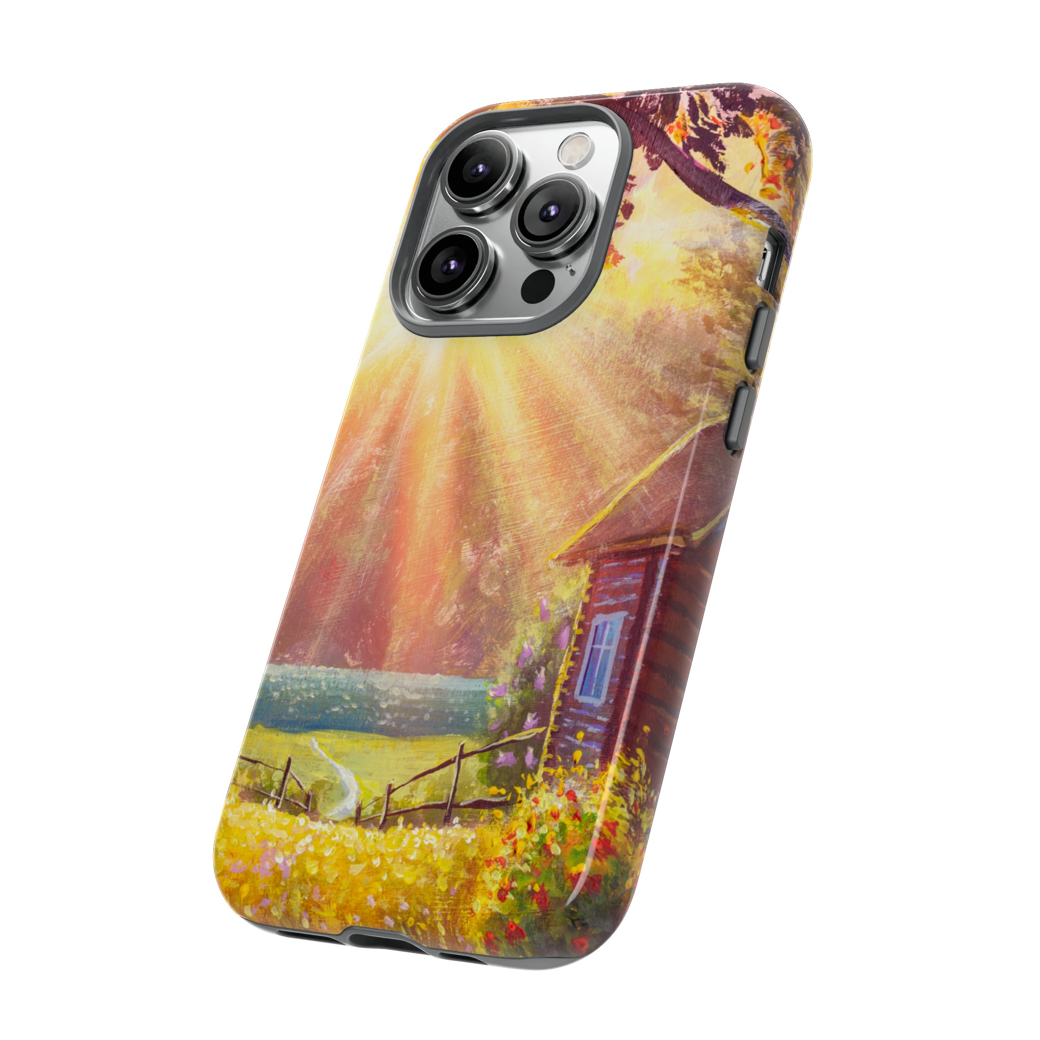 Flower Bushes Wooden House - Protective Phone Case