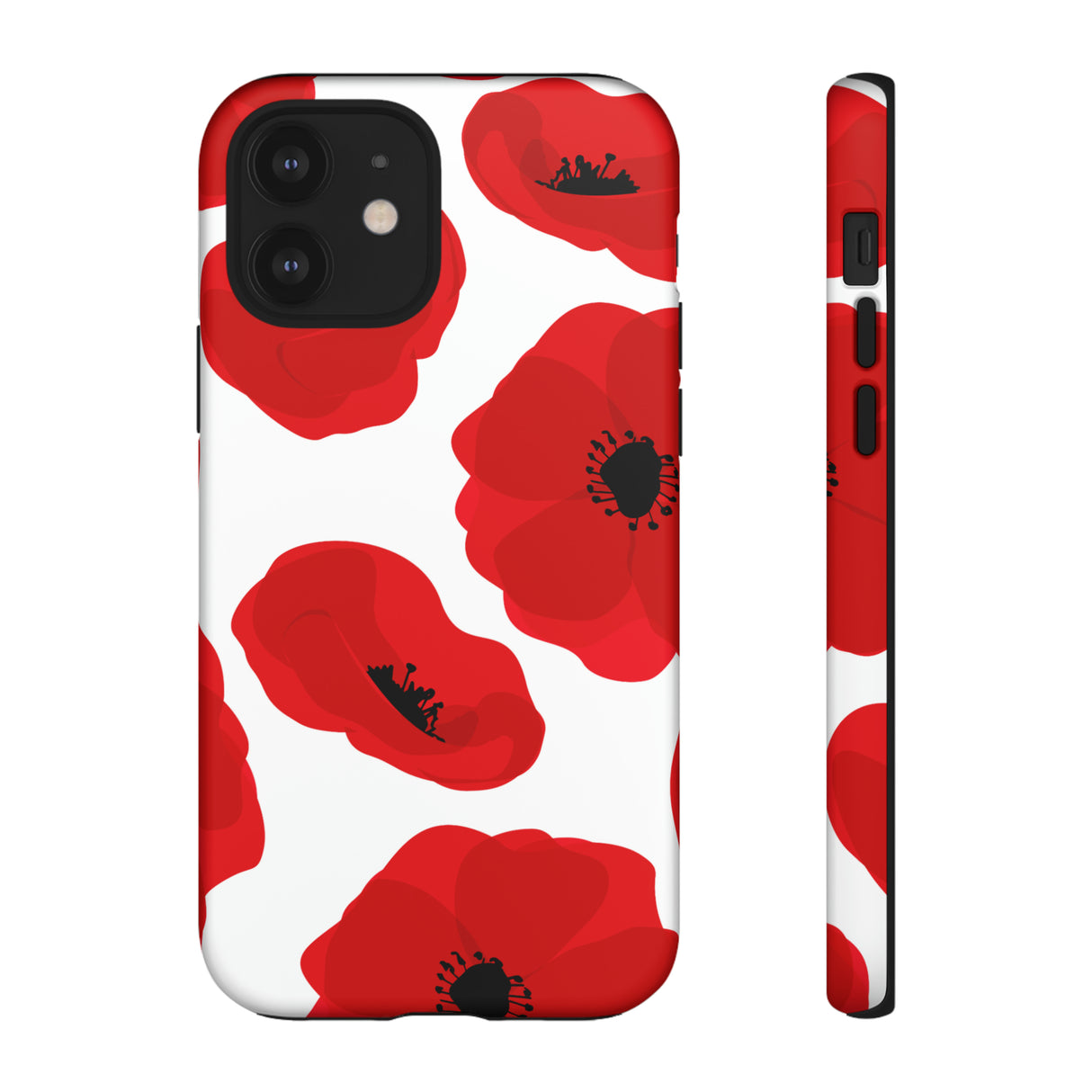 Red poppies on white iPhone case (Protective) - Protective Phone Case