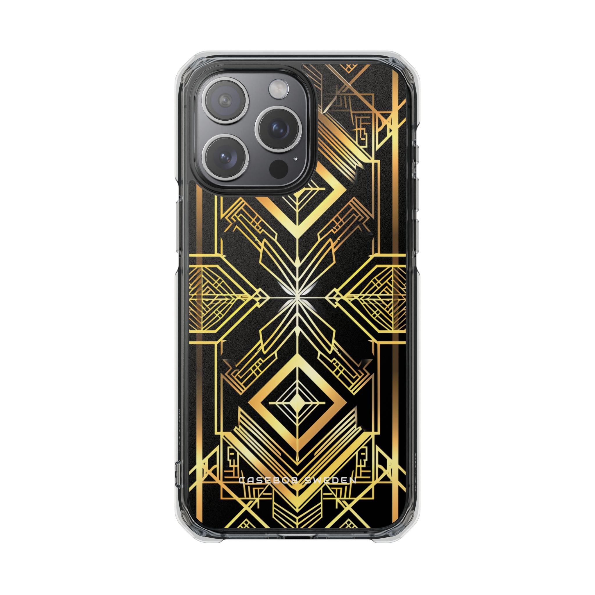 Golden Geometric Opulence iPhone 15 - Transparente, stoßfeste Handyhülle