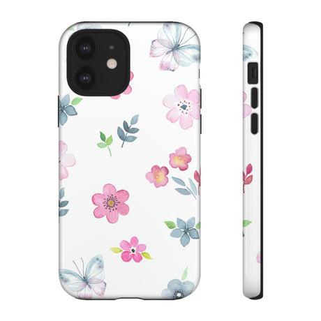 Vintage flowers and butterflies iPhone case (Protective) - Protective Phone Case