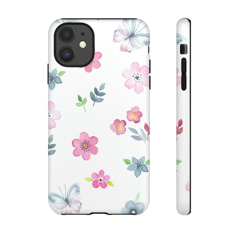 Vintage flowers and butterflies iPhone case (Protective) - Protective Phone Case