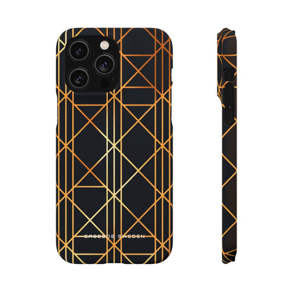 Golden Geometric Elegance iPhone 14 - Slim Phone Case