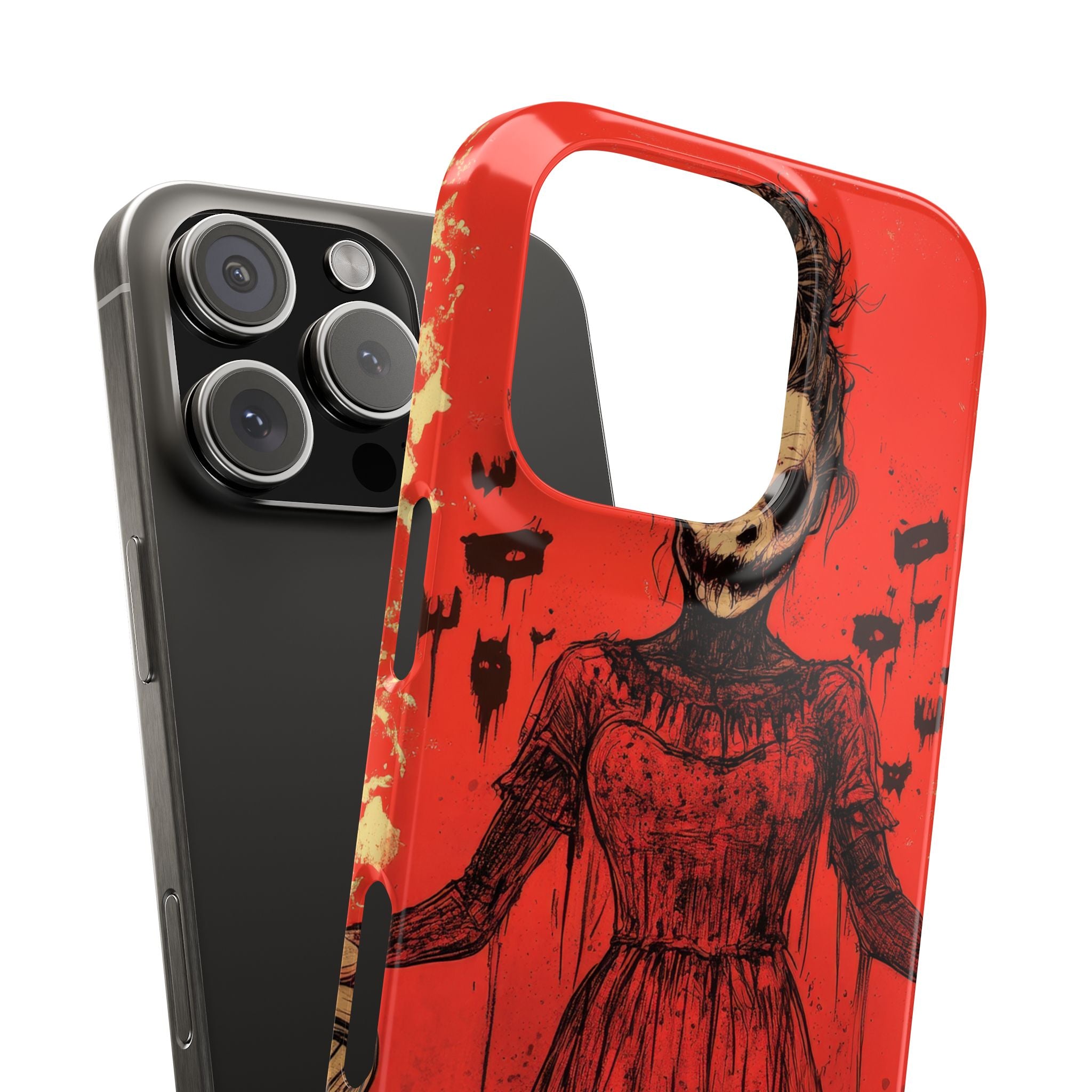 Haunting Scarlet Descent iPhone 16 - Slim Phone Case