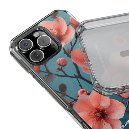 Teal Coral Blossom - Clear Impact iPhone 16 Phone Case