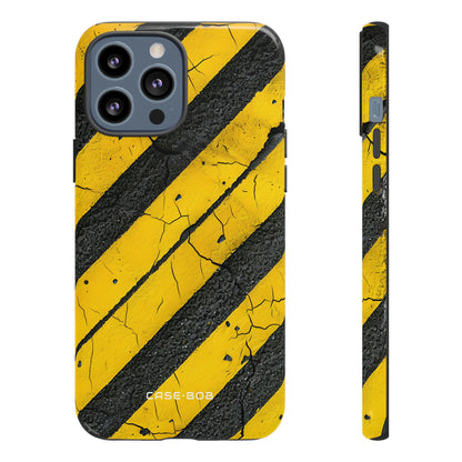 Yellow Stripe Distress iPhone 13 Pro Max Case - Tough