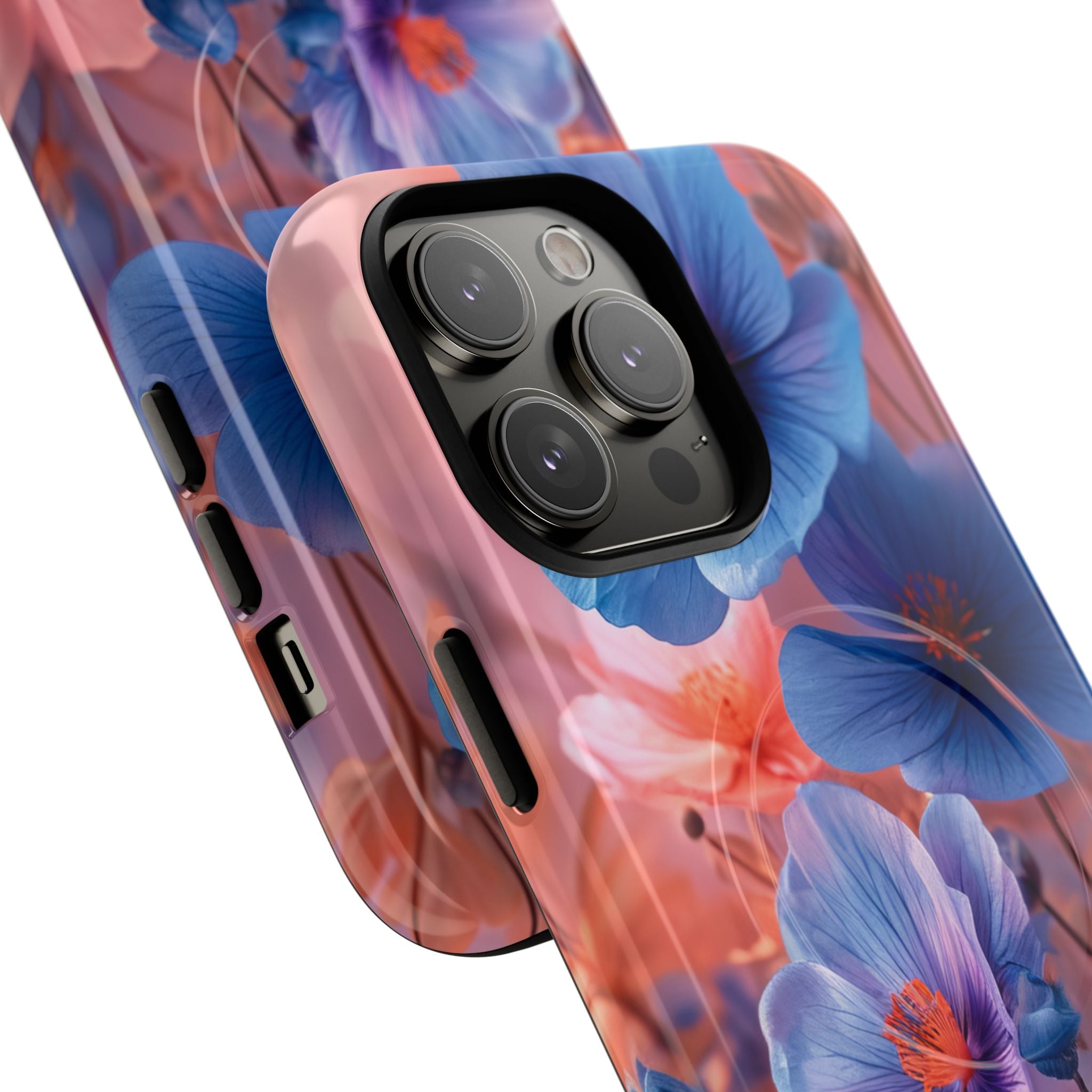 Blue Peach Blossoms - Tough + MagSafe® iPhone 14 Phone Case