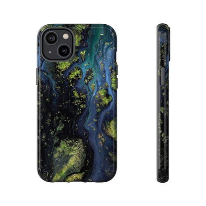 Blue Cosmos Ink Art iPhone Case (Protective) iPhone 14 Plus Glossy Phone Case