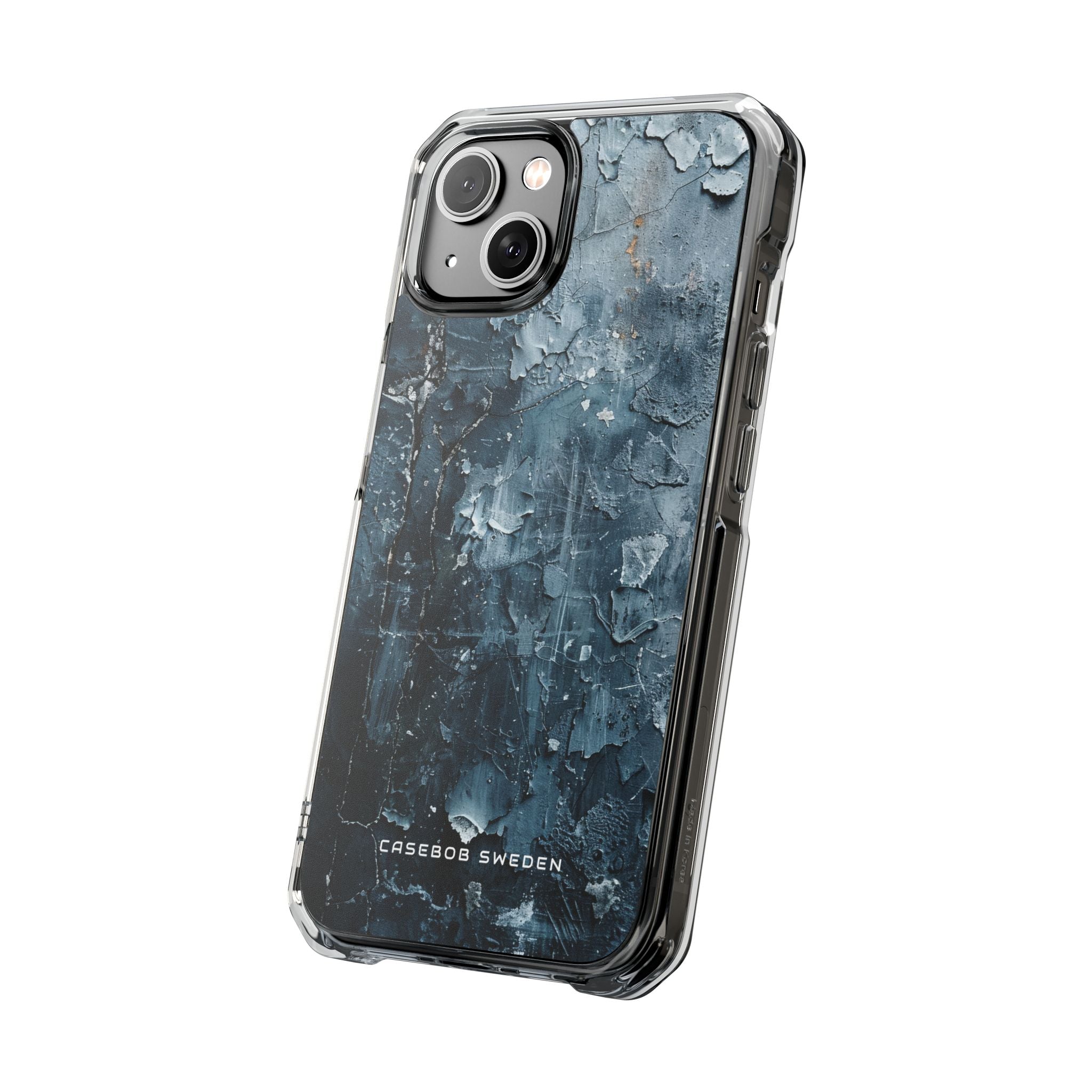 Weathered Blue Tapestry with Cracked Layers iPhone 14 - Clear Impact Phone Case