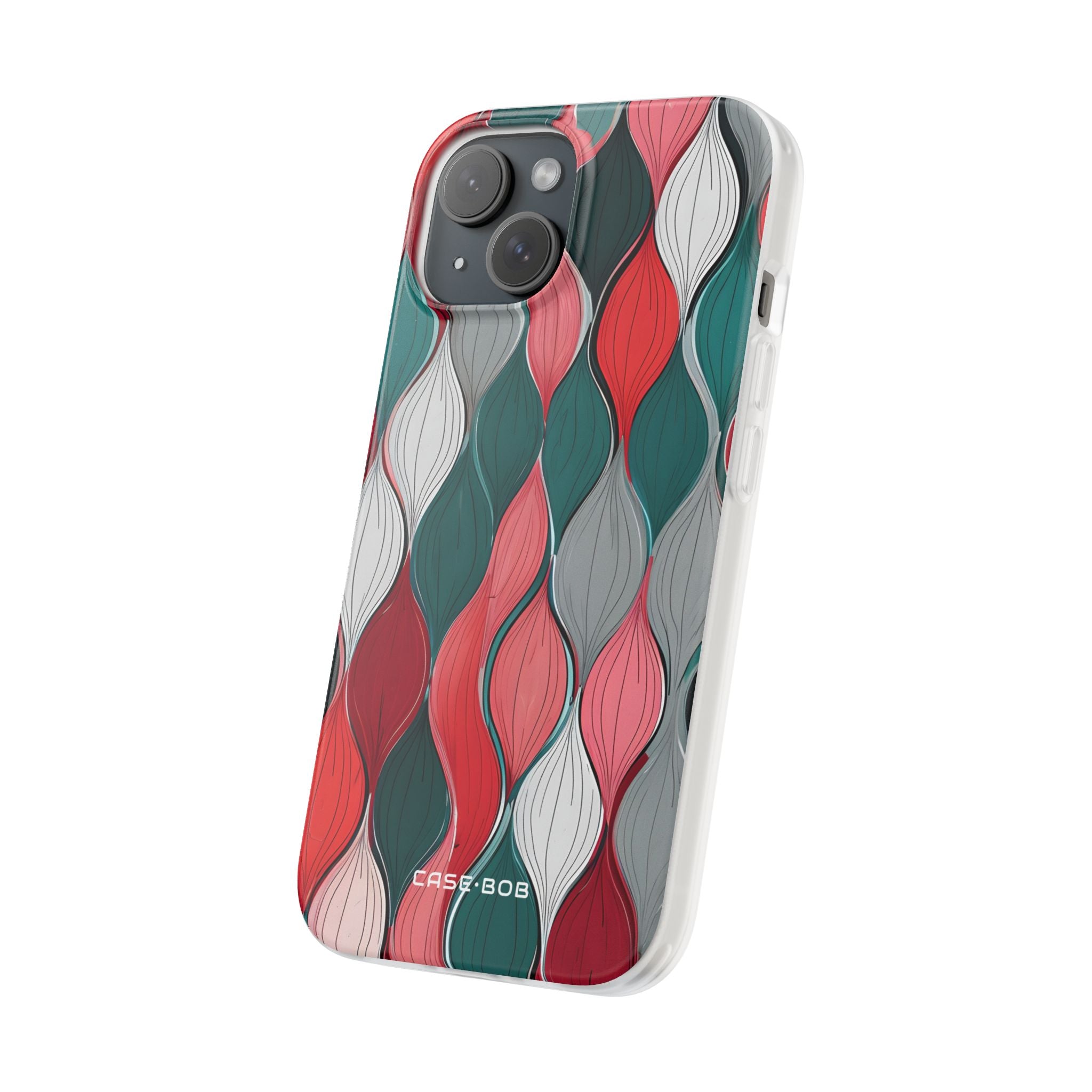 Leaf Cascade Teal iPhone 15 Case - Soft