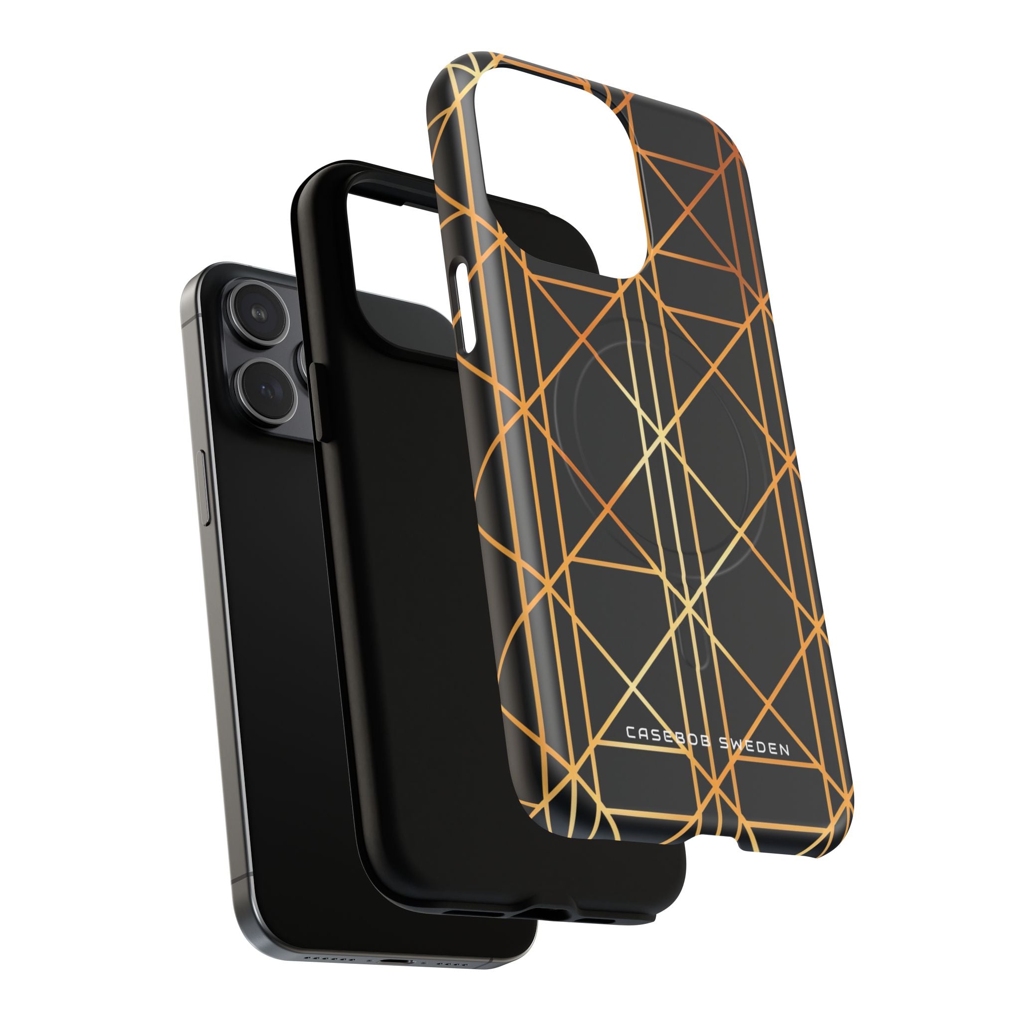 Golden Geometric Elegance iPhone 15 | Tough+ Phone Case