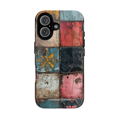 Rustic Red-Yellow Vintage Tiles - Tough + MagSafe® iPhone 16 Phone Case