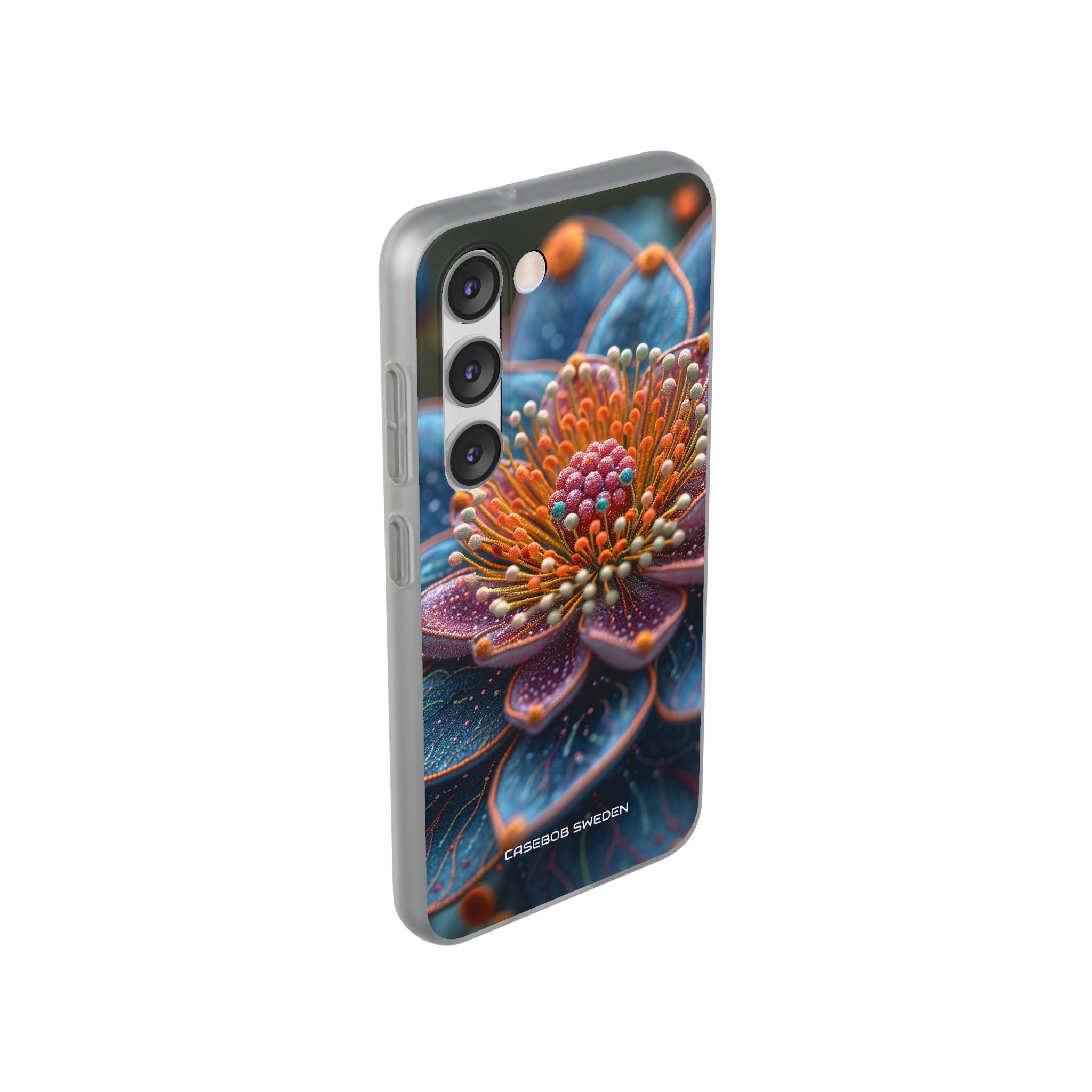 Blue-Orange Floral Swirl - Flexi Samsung S23 Phone Case