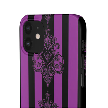 Gothic Elegance with Vertical Stripes and Ornamental Motifs iPhone 12 - Slim Phone Case