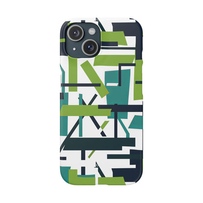 Green Geometry Glide iPhone 15 - Slim Phone Case