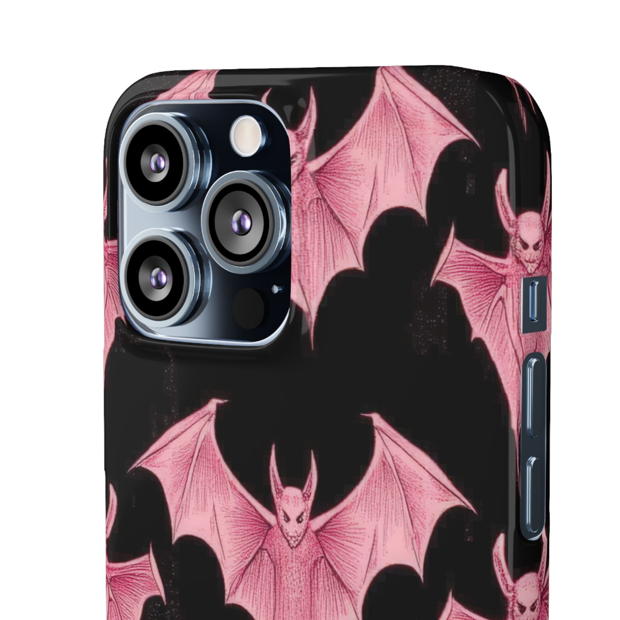 Gothic Pink Bats Aflame iPhone 13 - Slim Phone Case