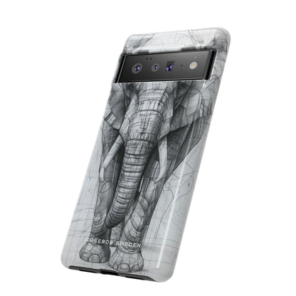 Elephant Line Geometry Google Pixel 6 - Tough Phone Case