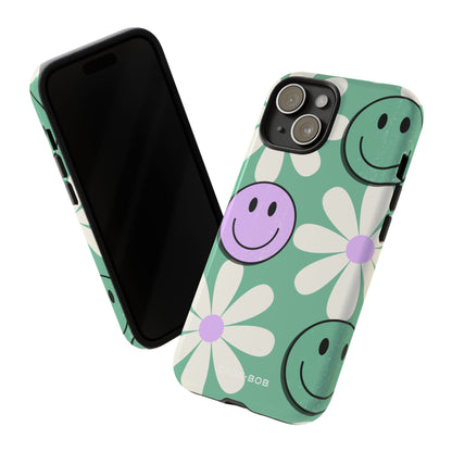 Smiley Daisy Glow iPhone 15 Case - Tough