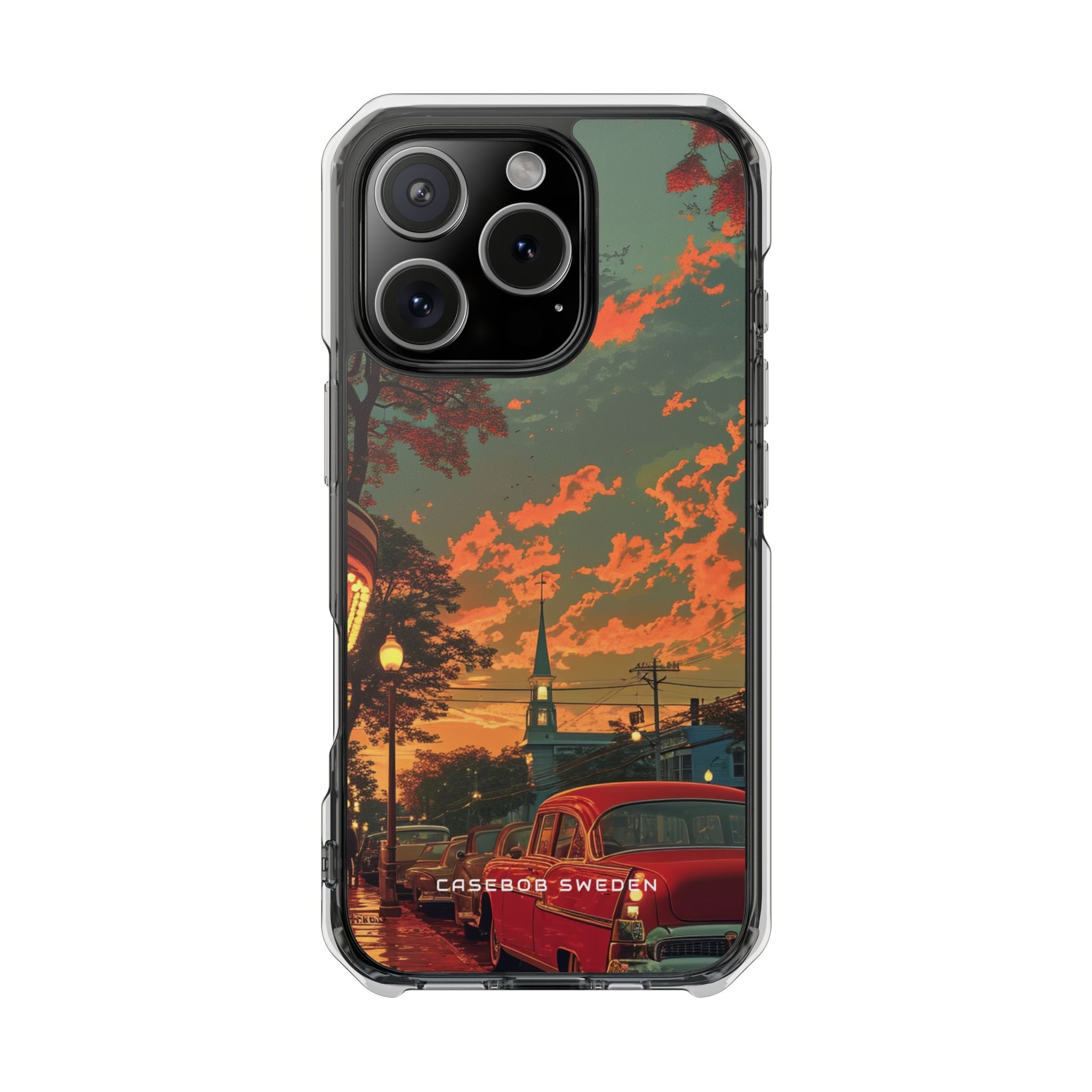 Mid-Century Nostalgia Streetscape iPhone 16 - Clear Impact Phone Case