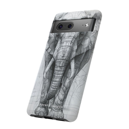 Elephant Line Geometry Google Pixel 7 - Tough Phone Case