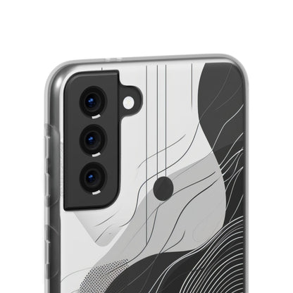 Fluid Rhythms: Monochrome Line Flow Samsung S21 - Flexi Phone Case