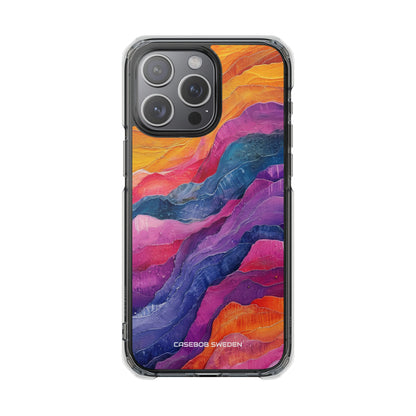 Vibrant Abstract Waves - Clear Impact iPhone 15 Phone Case