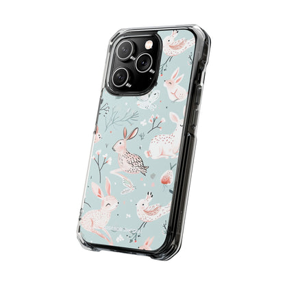 Whimsical Bunny Blossom - Clear Impact iPhone 14 Phone Case