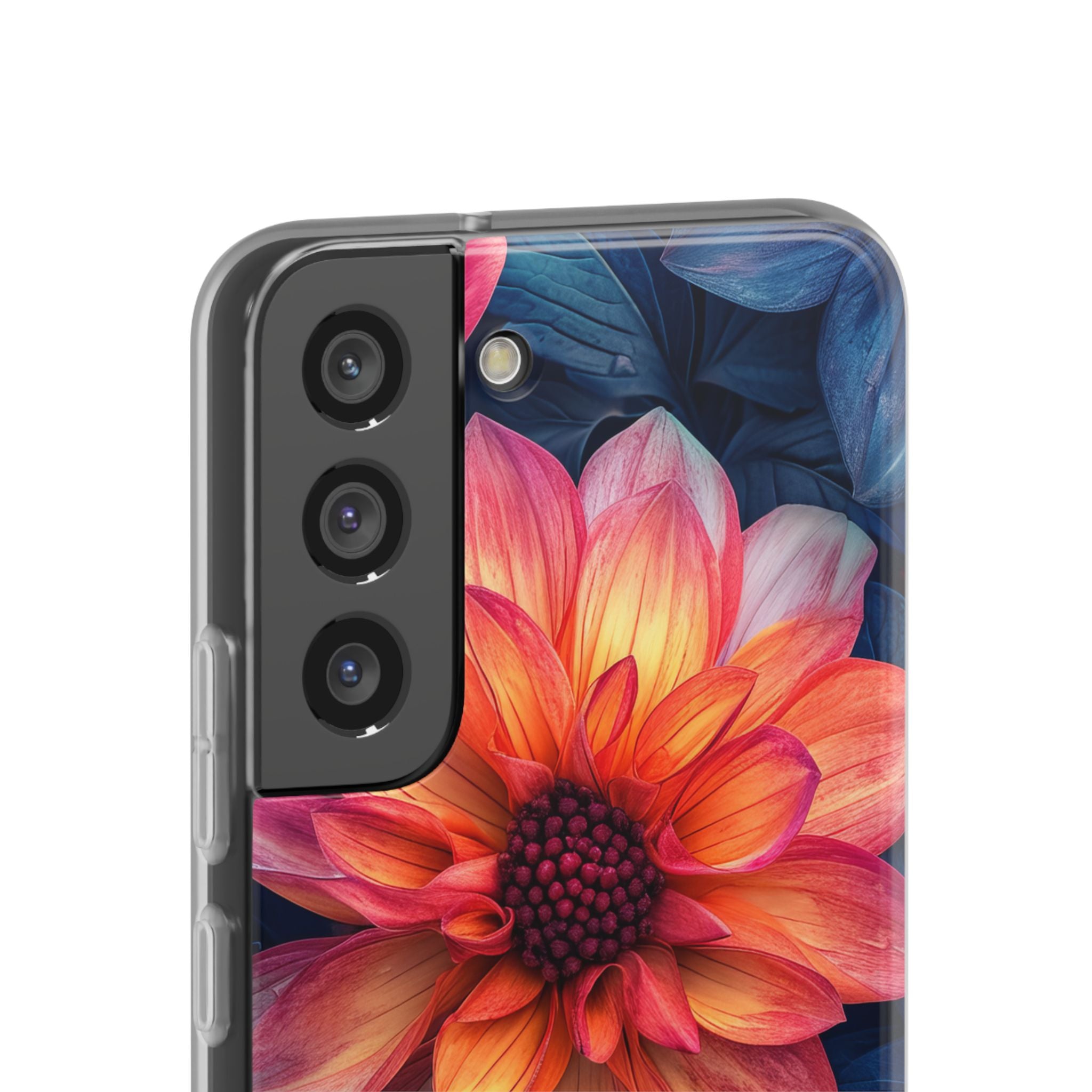 Floral Harmony Orange Blue - Flexi Samsung S22 Phone Case